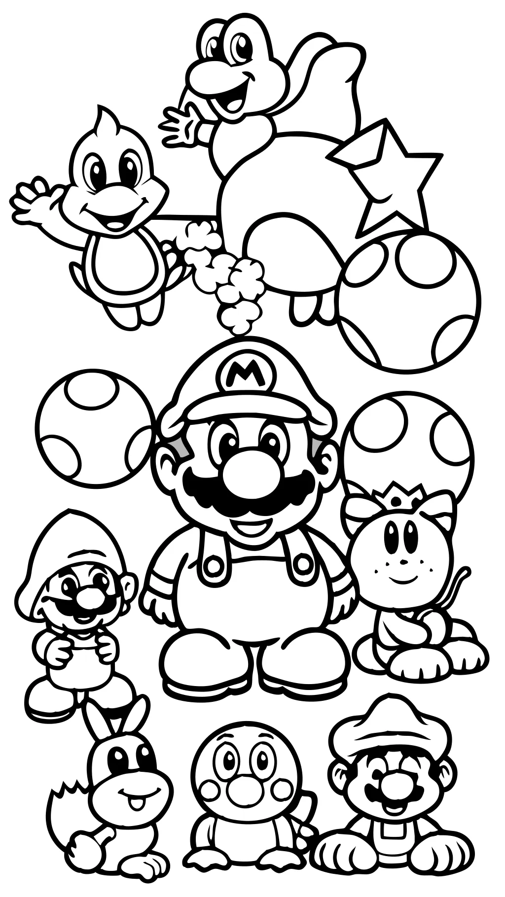 tous les personnages super mario coloriage